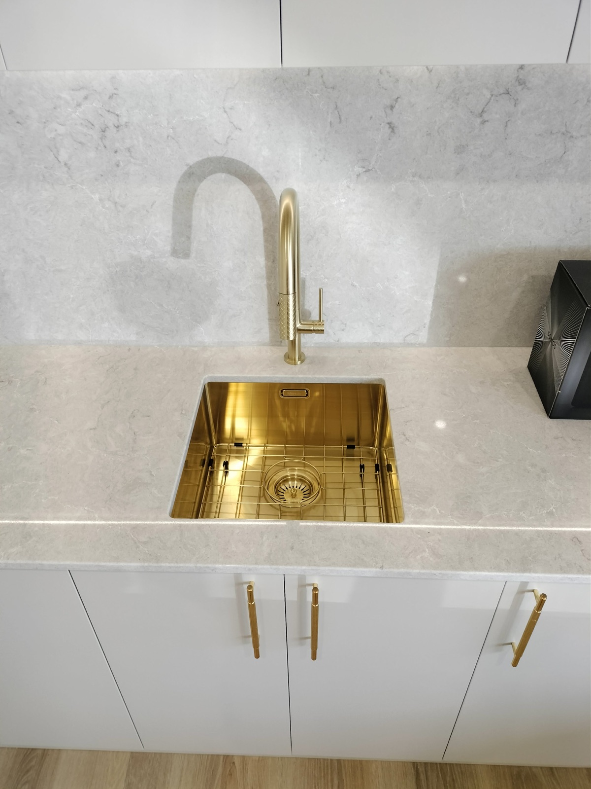 Brushed-gold undermount sink